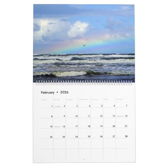 忠実な神の信仰的なカレンダー2のページ カレンダー (2月 2026)