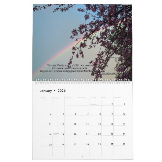 忠実な神の信仰的なカレンダー2のページ カレンダー (1月 2026)