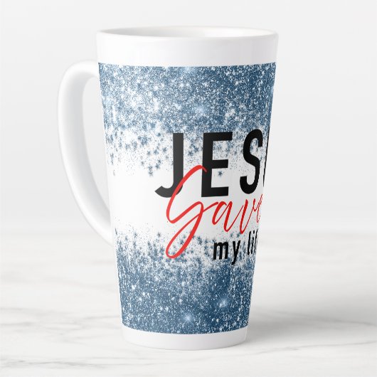 忠実な醸造：イエス救より カフェラテマグ (左アングル)