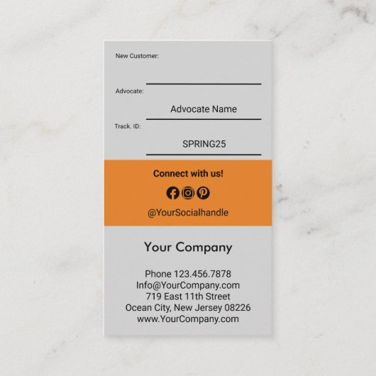 忠実な顧客を大使に変える 紹介カード (裏面)