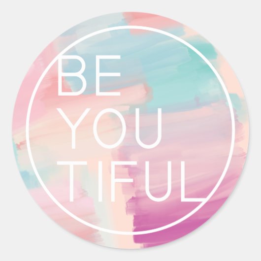 忠実な |ピンク色のブラシストロ絵を描ーク ラウンドシール (正面)