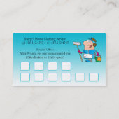 忠節な#2ティール(緑がかった色)の漫画の女中の家のクリーニングの顧客 ロイヤリティカード (裏面)