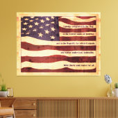 忠誠を誓う木製ルックの古い旗 キャンバスプリント (インサイチュ (リビング))