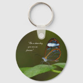 "快晴日で"のGlasswingの蝶デザイン キーホルダー (正面)