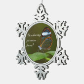 "快晴日で"のGlasswingの蝶デザイン スノーフレークピューターオーナメント (右)