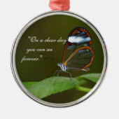 "快晴日で"のGlasswingの蝶デザイン メタルオーナメント (正面)