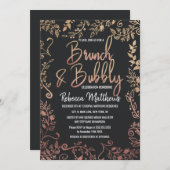 快活なばら色の金ゴールドの花の金ゴールドのグリッターのグラデーションなブランチ 招待状 (正面/裏面)