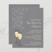 快活なシャンペンの新年の招待状 招待状 (正面/裏面)