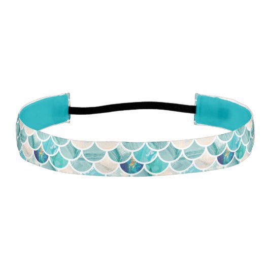 快活な水のターコイズの大理石の人魚の魚スケール アスレチックヘッドバンド (正面)