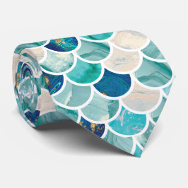 快活な水のターコイズの大理石の人魚の魚スケール ネクタイ