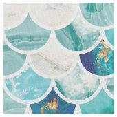 快活な水のターコイズの大理石の人魚の魚スケール ファブリック (クローズアップ)