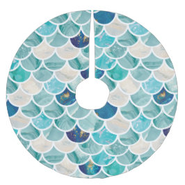 快活な水のターコイズの大理石の人魚の魚スケール ブラッシュドポリエステルツリースカート