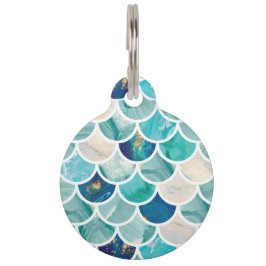 快活な水のターコイズの大理石の人魚の魚スケール ペット　ネームタグ