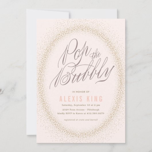 快活な紙吹雪のブライダルシャワーの招待状をぽんと鳴らして下さい 招待状 (正面)