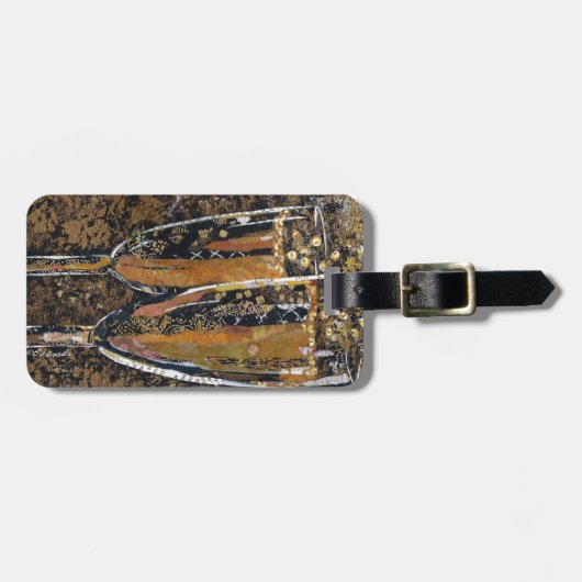 快活-シャンペンのコラージュの芸術 ラゲッジタグ (正面横)