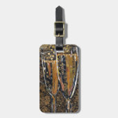 快活-シャンペンのコラージュの芸術 ラゲッジタグ (正面縦)