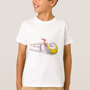 快速電車の漫画及びモルモットのキリン Tシャツ