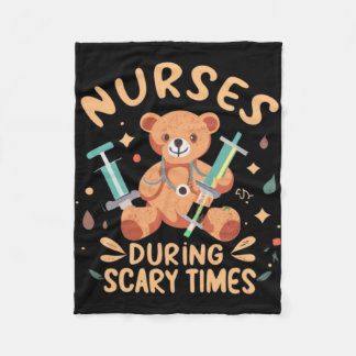 快適なナースデザインとテディベアと保育園 フリースブランケット