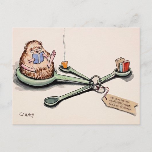 快適なポストカードのヘッジホッグ半時間 ポストカード (正面)