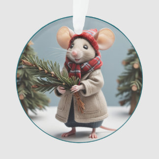 快適な冬の女性マウスのクリスマスオーナメント オーナメント
