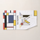 快適な新造形主義芸術モノグラム。文字M バスタオルセット (ハンドタオル)