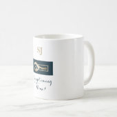 快適な金ゴールド鍵ブルースプルース不動産仲介業者マグ コーヒーマグカップ (正面右)