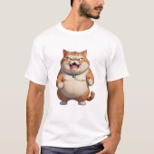 怒おもしろい怒太った猫 Tシャツ (正面)