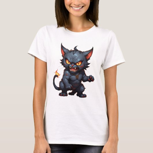 怒おもしろい猫が可愛い怒猫 Tシャツ (正面)
