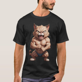 怒おもしろい猫が可愛い怒猫 Tシャツ