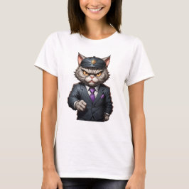 怒おもしろい猫が可愛い怒猫 Tシャツ