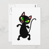 怒おもしろい猫アクセサリー – 黒猫，不機嫌 ポストカード (正面/裏面)