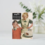 怒お母さんと台無しケーキ – ヴィンテージおもしろい ポストカード (スタンド正面)