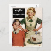 怒お母さんと台無しケーキ – ヴィンテージおもしろい ポストカード (正面/裏面)