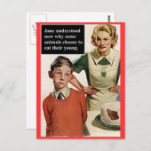 怒お母さんと台無しケーキ – ヴィンテージおもしろい ポストカード (正面/裏面)