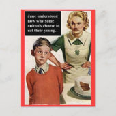 怒お母さんと台無しケーキ – ヴィンテージおもしろい ポストカード (正面)