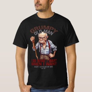 怒ったおじいちゃんTシャツ Tシャツ
