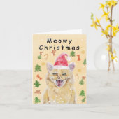 怒ったかわいい猫のクリスマスカード カード (黄色い花)