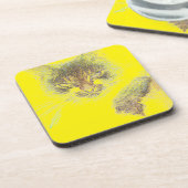 怒ったかわいい猫の顔スケッチ コースター (左側)