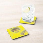 怒ったかわいい猫の顔スケッチ コースター (右側)