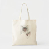 怒ったかわいい猫の顔スケッチ トートバッグ (正面)