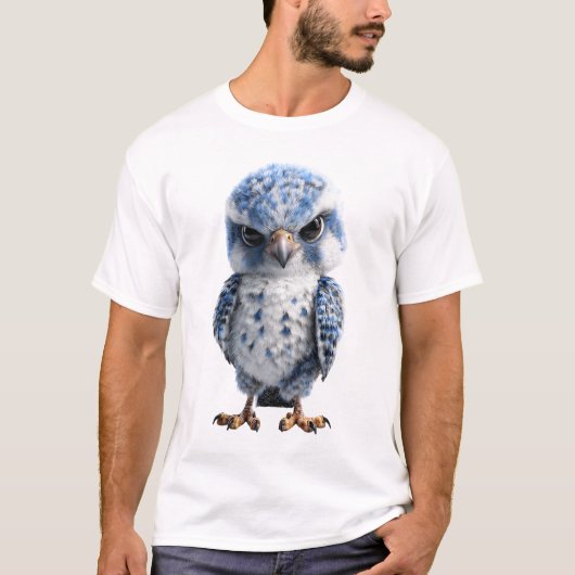 怒ったふわふわブルーラプトル幼鳥 メンズ Tシャツ (正面)