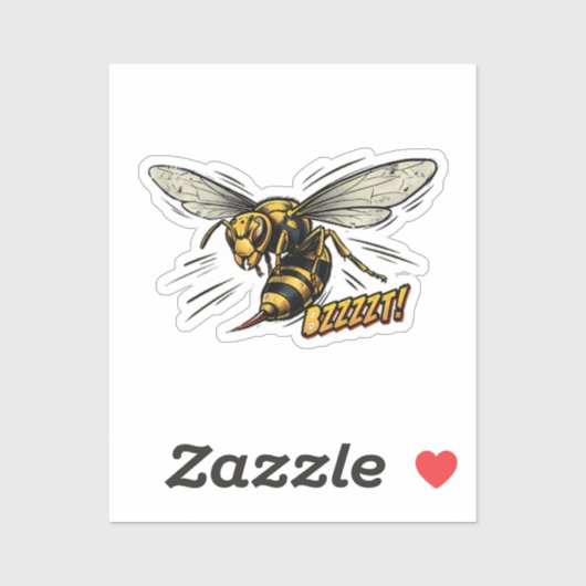 怒ったアシナガバチ BZZZT コミックアート シール (シート)