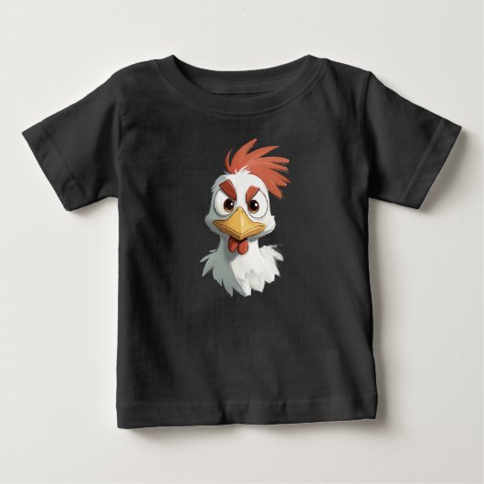 怒ったアニメチキンの頭 ベビーTシャツ (正面)
