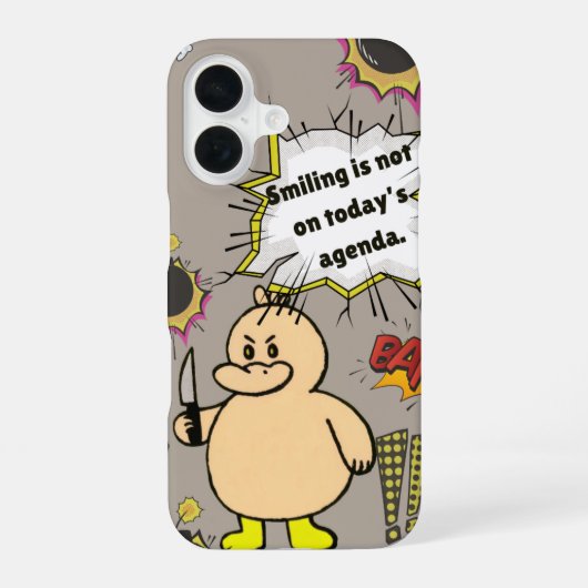 怒ったアヒルの面白グッズ iPhone 16ケース (裏面)