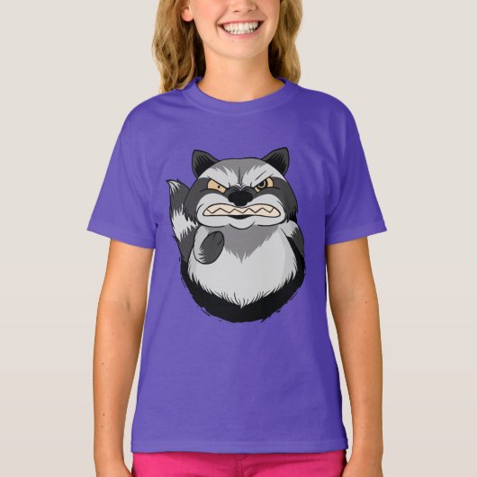 怒ったアライグマ Tシャツ (正面)