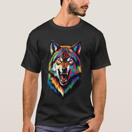 怒ったオオカミの頭 Tシャツ (正面)