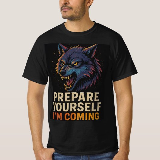 怒ったオオカミ Tシャツ (正面)
