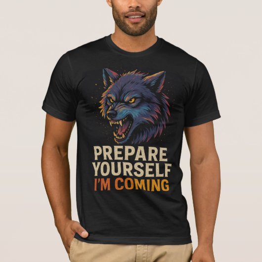 怒ったオオカミ Tシャツ (正面)