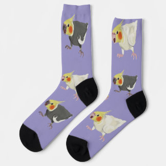 怒ったオカメインコ ルチノー グレー 面白い ソックス