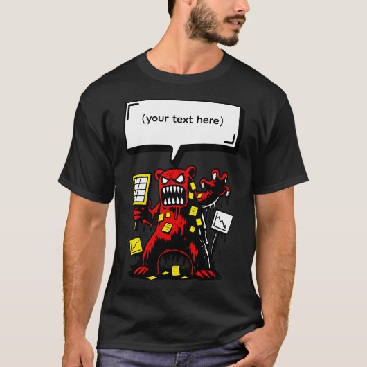 怒ったオフィスベア Tシャツ (正面)